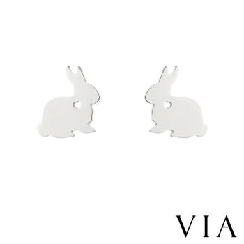 【VIA】動物系列 溫和小兔造型白鋼耳釘 造型耳釘 鋼色