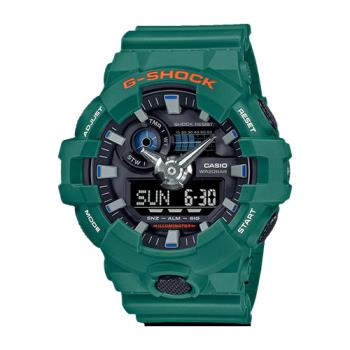 【CASIO 卡西歐】G-SHOCK 雙顯男錶 樹脂錶帶 深綠色 防水200米 GA-700SC(GA-700SC-3A)