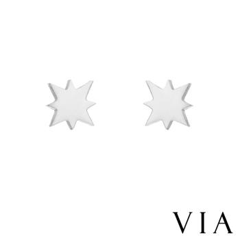【VIA】星空系列 閃亮光芒造型白鋼耳釘 造型耳釘 鋼色 