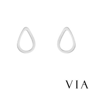 【VIA】符號系列 縷空線條水滴造型白鋼耳釘 造型耳釘 鋼色