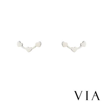 【VIA】符號系列 迷你愛心串連造型白鋼耳釘 造型耳釘 鋼色