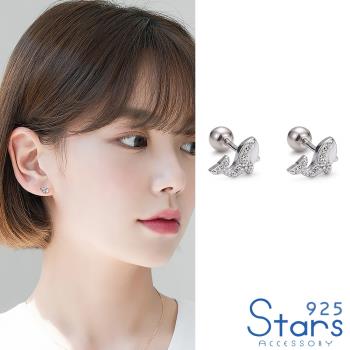 【925 STARS】純銀925微鑲美鑽可愛小海豚造型球針耳釘 造型耳釘 美鑽耳釘
