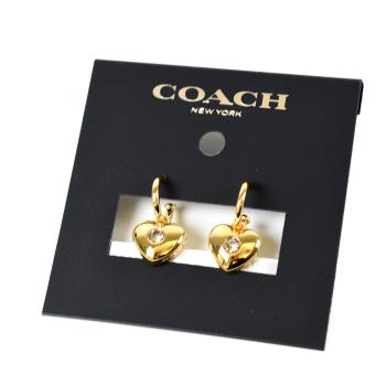 COACH 愛心水鑽針式耳環-金色
