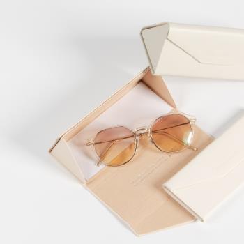 【Premium Authentic】PA．折疊收納皮革眼鏡盒(附彩盒)-黃白系列多色任選