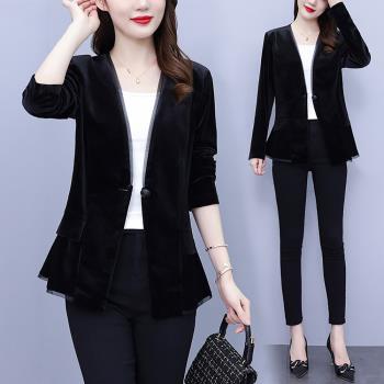 麗質達人 - 2055黑色絲絨長袖外套
