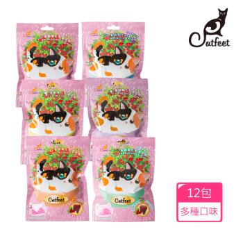 (CatFeet)呼嚕愛乾淨-蔓越莓化毛潔牙餅 60g (貓零食)12包組(寵物餅乾、寵物零食、潔牙餅、寵物潔牙)