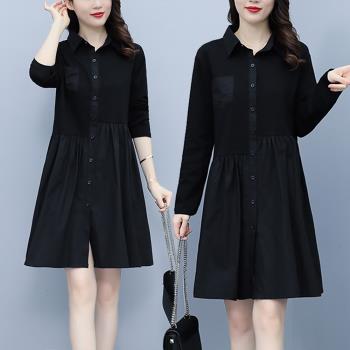麗質達人 - 6038黑色長袖洋裝