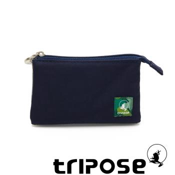 【tripose】漫遊系列岩紋簡約微旅萬用零錢包(深海藍)