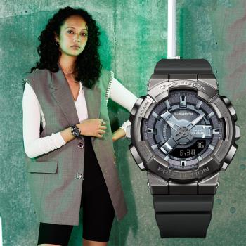 CASIO 卡西歐 G-SHOCK 金屬色雙顯電子錶-個性銀(GM-S110B-8A)