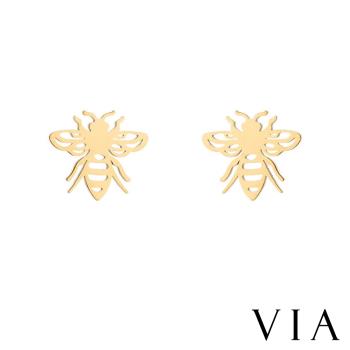 【VIA】昆蟲系列 蜜蜂造型白鋼耳釘 造型耳釘 金色