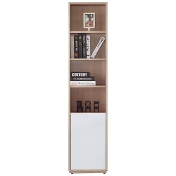 【AT HOME】布拉格1.35尺橡木紋白色單長門開放書櫃