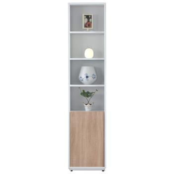 【AT HOME】布拉格1.35尺白色橡木紋單長門開放書櫃