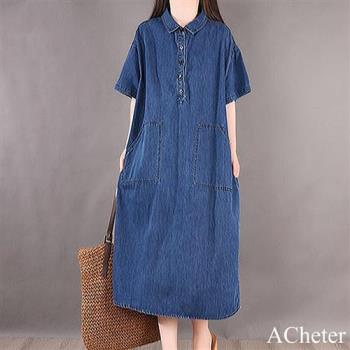 【ACheter】韓版寬鬆大碼顯瘦牛仔洋裝#112581