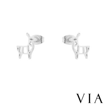 【VIA】動物系列 可愛草泥馬造型白鋼耳釘 造型耳釘鋼色