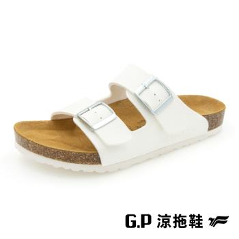 G.P 女款簡約織紋雙帶柏肯拖鞋W812-白色(SIZE:35-39 共二色) GP