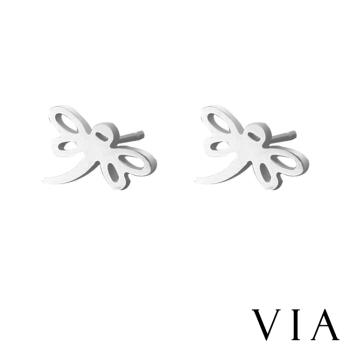 【VIA】昆蟲系列 飛舞小蜻蜓造型白鋼耳釘 造型耳釘鋼色
