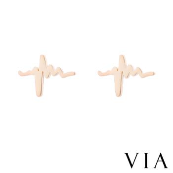 【VIA】符號系列 心跳電波造型白鋼耳釘 造型耳釘 金色