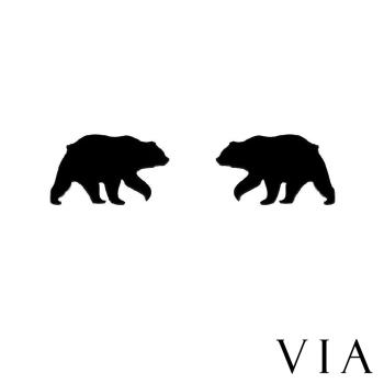 【VIA】動物系列 北極熊造型白鋼耳釘 造型耳釘 黑色
