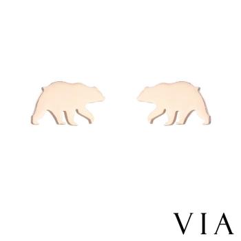 【VIA】動物系列 北極熊造型白鋼耳釘 造型耳釘 玫瑰金色