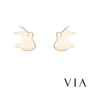 【VIA】動物系列 可愛迷你小兔造型白鋼耳釘 造型耳釘 玫瑰金色
