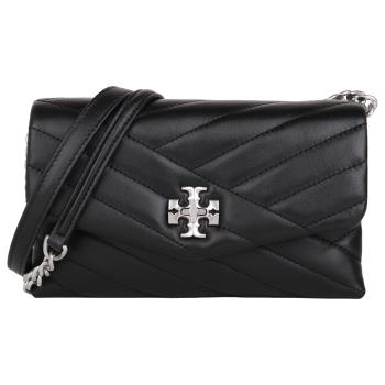 TORY BURCH -  Kira 絎縫皮革銀鍊帶斜背包(黑)mini