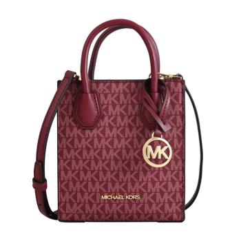 MICHAEL KORS Mercer 經典印花迷你兩用托特包.莓果紅