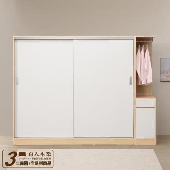 日本直人木業-ELLIE 生活美學224公分緩衝滑門衣櫃加40公分掛衣櫃 (六款內裝可選)