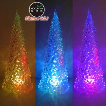 摩達客聖誕-27cm七彩夢幻發光水晶樹/燈飾擺飾