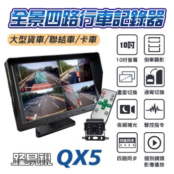 【路易視】QX5 10吋螢幕一體機 四路全景監控 行車視野輔助系統 行車紀錄器贈 64G記憶卡