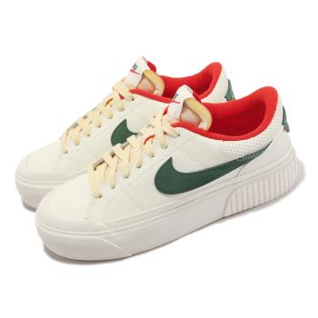 Nike 休閒鞋 Wmns Court Legacy Lift 男女鞋 白 綠 厚底 增高 經典款 拼接 FD0355-133
