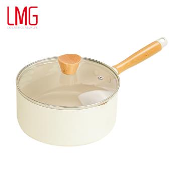 【LMG】白杏色不沾小奶鍋18cm(含蓋) M-SHB138-01