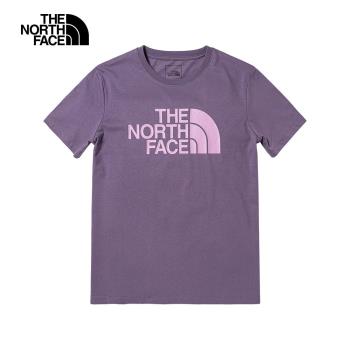 The North Face 女 短袖 休閒 大Logo 純棉 紫【運動世界】NF0A7WFDN14