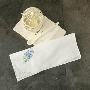 【巴黎精品】手帕純棉方巾(單入)-文藝花卉刺繡蕾絲女手帕8色p1ae12
