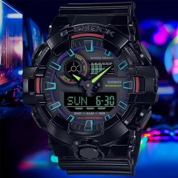 CASIO G-SHOCK 虛擬彩虹雙顯腕錶 GA-700RGB-1A