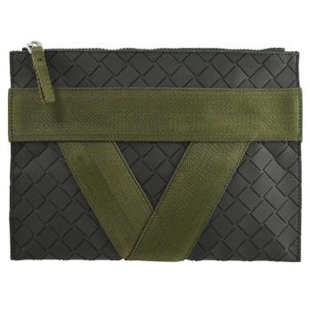 BOTTEGA VENETA 651834 經典編織織帶拉鍊萬用手拿包.橄欖綠