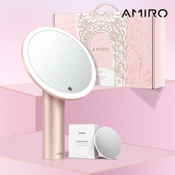 AMIRO Oath自動感光LED化妝鏡-綺夢花園禮盒-薄霧粉 情人節禮物 美妝鏡 桌鏡 補光鏡 環狀燈鏡 led鏡 鏡子