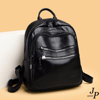 【Jpqueen】簡約素色袋鼠浮雕大容量後背包(4色可選)