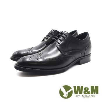 W&M(男)內增高翼紋雕花鞋 男鞋-黑色