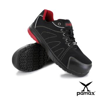 【PAMAX 帕瑪斯】無鋼頭系列- 運動風、超透氣、超彈力止滑機能鞋(PPS66607 黑紅 / 男女尺寸)