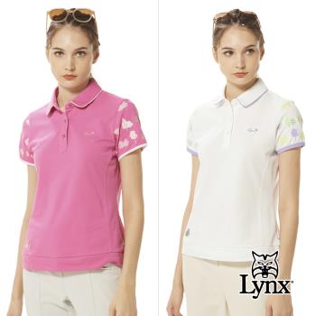 【Lynx Golf】女款合身版排吸溼排汗山貓膠標出芽剪接設計POLO領款式短袖立領POLO衫/高爾夫球衫(二色)