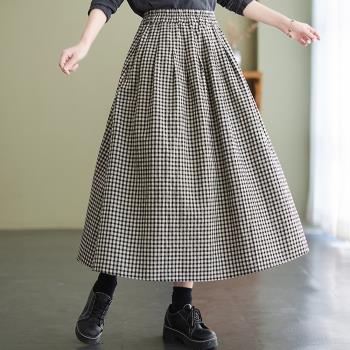 【10衣綾】格子寬鬆舒適顯瘦半身裙(約會/百搭/氣質/2色L-XL/KDSY-B108)