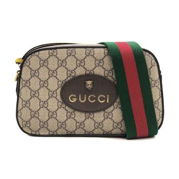 Gucci 虎頭綠紅綠織帶相機斜背包(476466-咖)