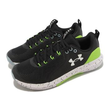Under Armour 訓練鞋 Charged Commit TR 3 男鞋 黑 綠 重訓 舉重 運動鞋 UA 3023703006