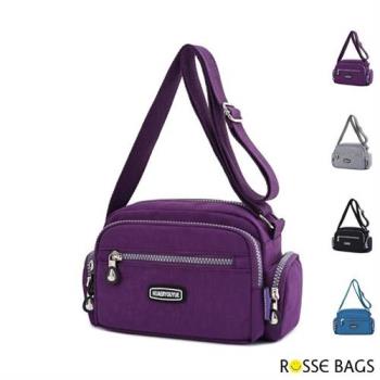 【Rosse Bags】輕量經典防潑水尼龍單肩斜背包(現+預  灰色 / 藍色 / 紫色 / 黑色)