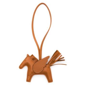 【Hermes 愛馬仕】 RODEO飛馬造型小羊皮鑰匙圈/吊飾 (焦糖棕)