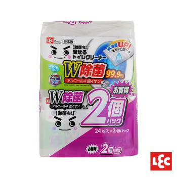 日本LEC-【激落君】日製廁所W除菌去污擦拭巾24枚2包入