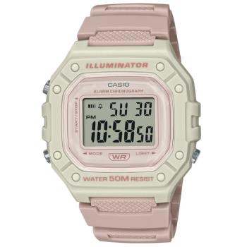 【CASIO 卡西歐】正版公司貨 新潮流行莫蘭迪色系電子樹脂腕錶/粉x白框(W-218HC-4A2)