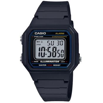 【CASIO 卡西歐】正版公司貨 潮流耐用 經典方形多功能數位運動錶/黑 (W-217H-1A)
