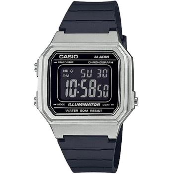 【CASIO 卡西歐】正版公司貨 潮流耐用 復古金屬感數位電子腕錶/黑x銀框(W-217HM-7B)