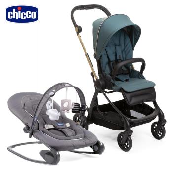 chicco-One4Ever全能秒收雙向輕量手推車+Hooplà可攜式安撫搖椅